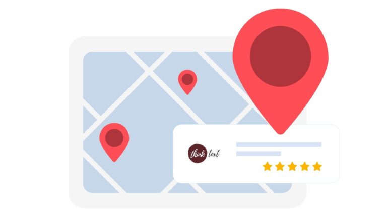 Local SEO - Google Ausschnitt mit rotem Pfeil zu thinktext